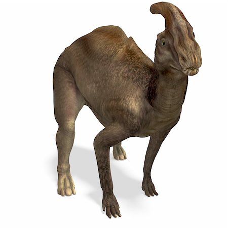 palaeontology - Dinosaur Parasaurolophus. 3D rendering with clipping path and shadow over white Stock Photo - Budget Royalty-Free & Subscription, Code: 400-04299461