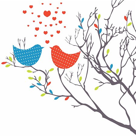 simsearch:400-04238322,k - Background with birds in love. Vector illustration Photographie de stock - Aubaine LD & Abonnement, Code: 400-04299528