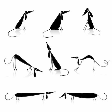 simsearch:400-08346248,k - Funny black dogs silhouette, collection for your design Fotografie stock - Microstock e Abbonamento, Codice: 400-04299654