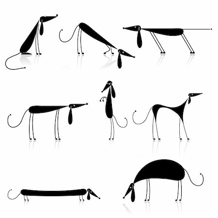 simsearch:400-08346248,k - Funny black dogs silhouette, collection for your design Fotografie stock - Microstock e Abbonamento, Codice: 400-04299656