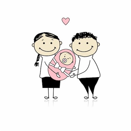pacifier vector - Happy parents with newborn baby Stock Photo - Budget Royalty-Free & Subscription, Code: 400-04299677