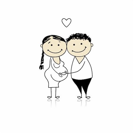 stomach cartoon - Happy parents waiting for baby, pregnancy Stock Photo - Budget Royalty-Free & Subscription, Code: 400-04299689