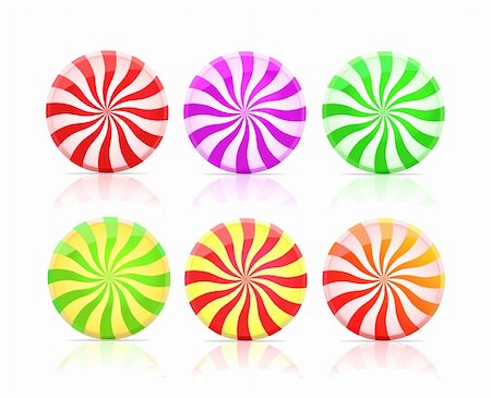 striped candy.  lollipop set isolated on white background Stock Photo - Budget Royalty-Free & Subscription, Code: 400-04299868