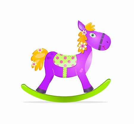violet rocking horse toy icon isolated on whute background Stock Photo - Budget Royalty-Free & Subscription, Code: 400-04299884