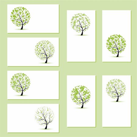 simsearch:400-04350645,k - Set of business cards, floral trees for your design Foto de stock - Royalty-Free Super Valor e Assinatura, Número: 400-04299935