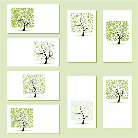 simsearch:400-04380504,k - Set of business cards, floral trees for your design Stock Photo - Budget Royalty-Free & Subscription, Code: 400-04299937