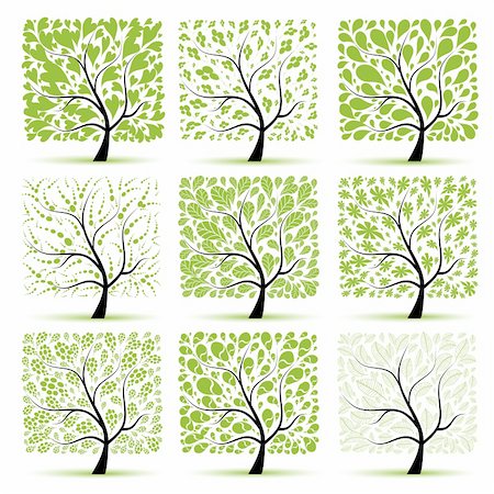 simsearch:400-05704843,k - Art tree collection for your design Stockbilder - Microstock & Abonnement, Bildnummer: 400-04299944