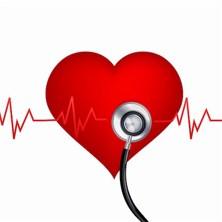 illustration of healthy heart with stethoscope on white background Stock Photo - Budget Royalty-Free & Subscription, Code: 400-04290021