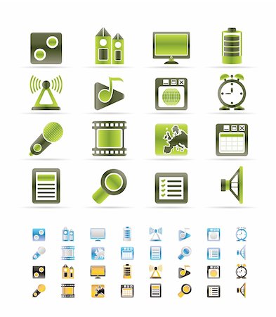 simsearch:400-05918066,k - Mobile phone  performance, internet and office icons - vector icon set  - 3 colors included Stock Photo - Budget Royalty-Free & Subscription, Code: 400-04290092