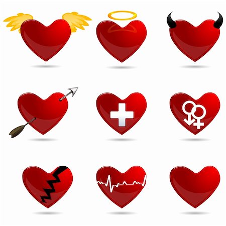 simsearch:400-04767188,k - illustration of different shapes of heart on white background Photographie de stock - Aubaine LD & Abonnement, Code: 400-04290198