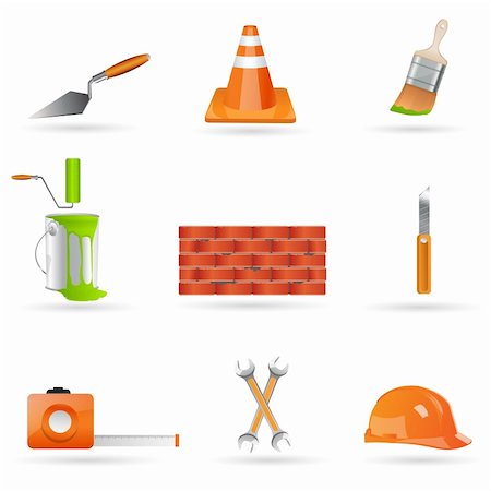 illustration of under construction icons on white background Stock Photo - Budget Royalty-Free & Subscription, Code: 400-04290234