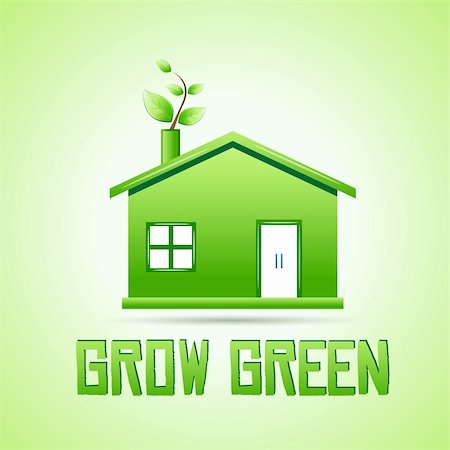 illustration of grow green with home and tree Stock Photo - Budget Royalty-Free & Subscription, Code: 400-04290277