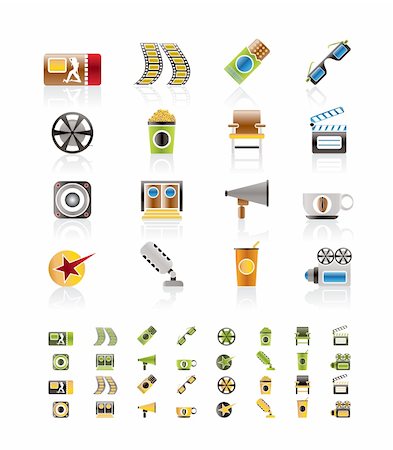 simsearch:400-04374423,k - Cinema and Movie - vector icon set  - 3 colors included Stock Photo - Budget Royalty-Free & Subscription, Code: 400-04290306