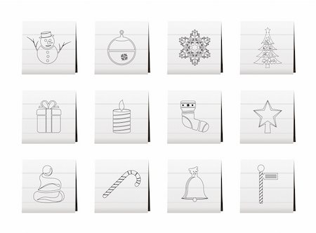 simsearch:400-05735543,k - Beau Noël et hiver icônes - Vector Icon Set Photographie de stock - Aubaine LD & Abonnement, Code: 400-04290311