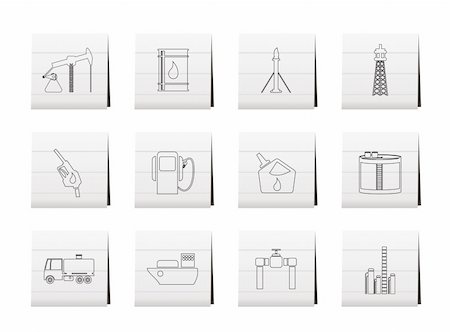 pumpjack - Oil and petrol industry icons - vector icon set Stock Photo - Budget Royalty-Free & Subscription, Code: 400-04290312