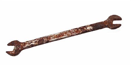 diy mechanic - Rusty spanner on a plain white background. Stock Photo - Budget Royalty-Free & Subscription, Code: 400-04290428