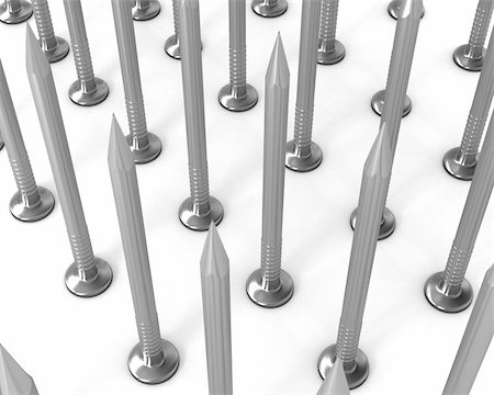 simsearch:400-04092083,k - Rows of steel nails isolated on white background Foto de stock - Super Valor sin royalties y Suscripción, Código: 400-04290438