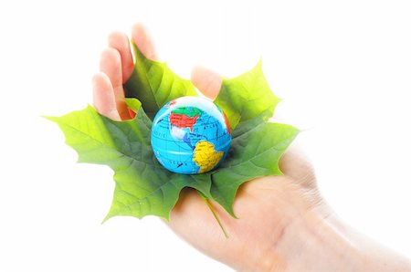 simsearch:400-05365467,k - save the world concept with hand leaf and globe Stock Photo - Budget Royalty-Free & Subscription, Code: 400-04290597