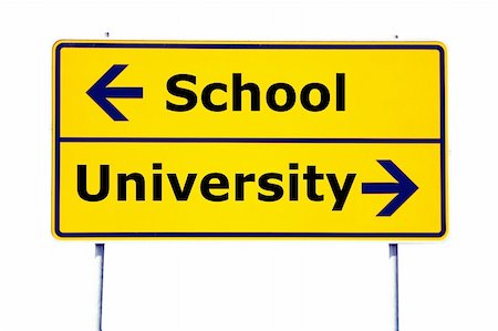 school is stupid - school and university education concept with yellow road sign Stock Photo - Budget Royalty-Free & Subscription, Code: 400-04290652