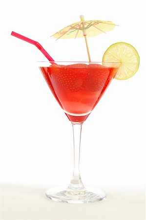 red strawberry cocktail party drink isolated on white background Stock Photo - Budget Royalty-Free & Subscription, Code: 400-04290782