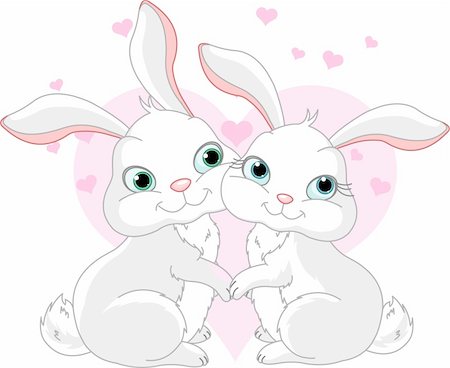 simsearch:400-04668680,k - Two very cute white Bunnies in love Stockbilder - Microstock & Abonnement, Bildnummer: 400-04290923