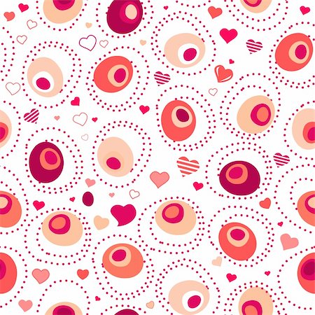 simsearch:400-05120943,k - Seamless abstract pattern with stylized ovals and hearts Fotografie stock - Microstock e Abbonamento, Codice: 400-04291061