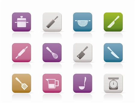 Cooking equipment and tools icons - vector icon set Stock Photo - Budget Royalty-Free & Subscription, Code: 400-04291171