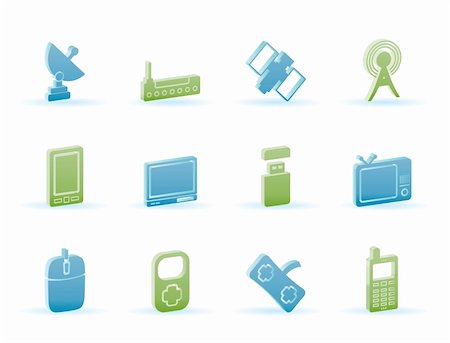 satellite computer communications networks - technology and Communications icons - vector icon set Stock Photo - Budget Royalty-Free & Subscription, Code: 400-04291197