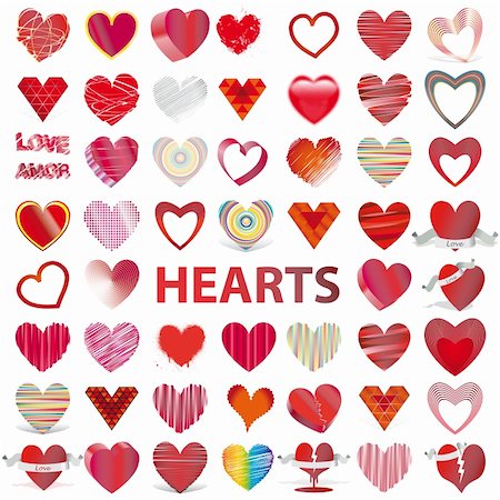 simsearch:400-08410647,k - 53 icons set HEARTS vector illustration Valentine's day Stockbilder - Microstock & Abonnement, Bildnummer: 400-04291255