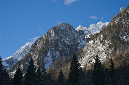 simsearch:400-04947648,k - Alpine environment with high peaks and snow. Pictures taken near Vrata, Mojstrana, Slovenija. Stock Photo - Budget Royalty-Free & Subscription, Code: 400-04291265
