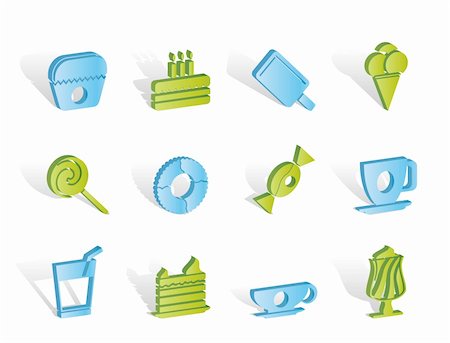 Sweet food and confectionery icons - vector icon set Stock Photo - Budget Royalty-Free & Subscription, Code: 400-04291368