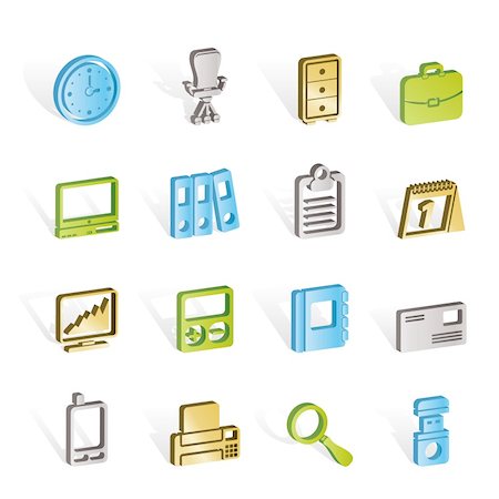 Business and office icons - vector icon set Stock Photo - Budget Royalty-Free & Subscription, Code: 400-04291375