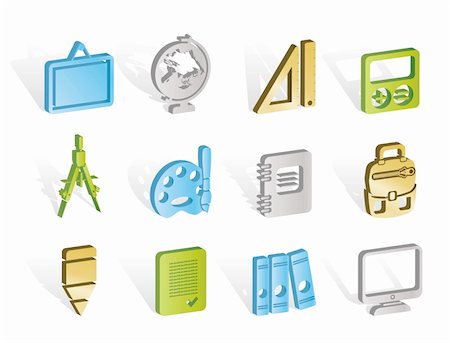 simsearch:400-07050311,k - School and education icons - vector icon set Photographie de stock - Aubaine LD & Abonnement, Code: 400-04291383