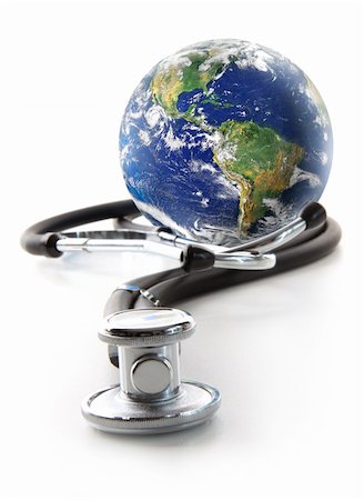 earth hospital - Stethoscope with globe on a white background Stock Photo - Budget Royalty-Free & Subscription, Code: 400-04291406