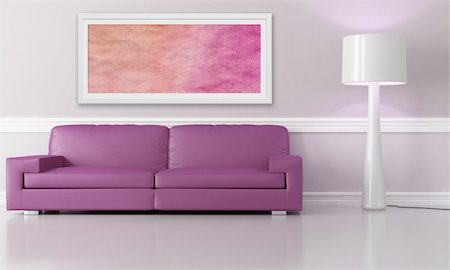 simsearch:400-04156984,k - purple couch in modern lounge - the art picture on wall is a my composition Stockbilder - Microstock & Abonnement, Bildnummer: 400-04291486