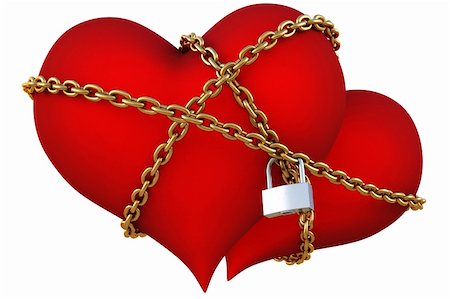 simsearch:400-04407414,k - two velvet hearts linked together with golden chain. isolated on white with clipping path. Fotografie stock - Microstock e Abbonamento, Codice: 400-04291729