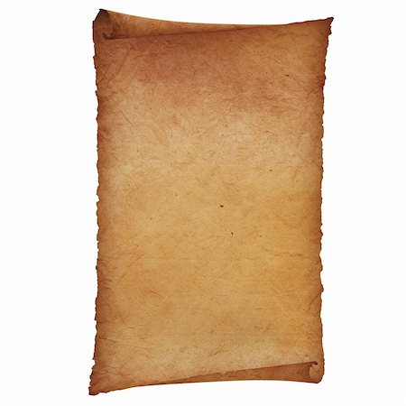 scrolled up paper - Vintage roll of parchment  isolated on white Stock Photo - Budget Royalty-Free & Subscription, Code: 400-04291754