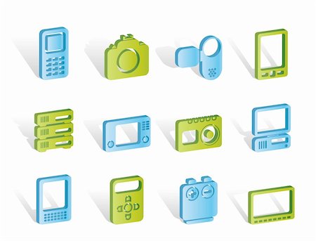 technical, media and electronics icons - vector icon set Foto de stock - Super Valor sin royalties y Suscripción, Código: 400-04291817