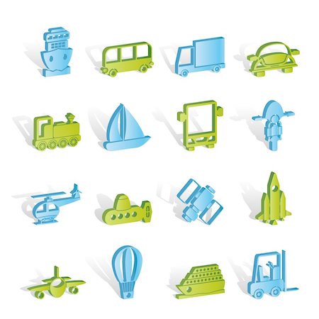 Transportation, travel and shipment icons - vector icon set Stock Photo - Budget Royalty-Free & Subscription, Code: 400-04291819