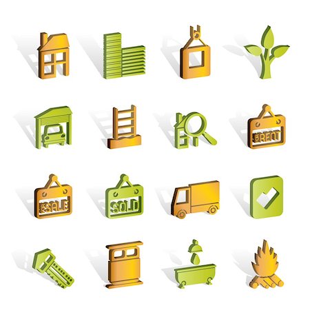 fireplace computer - Real  Estate and building icons - Vector Icon Set Stock Photo - Budget Royalty-Free & Subscription, Code: 400-04291821