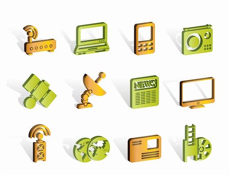 Business, technology communications icons - vector icon set Stock Photo - Budget Royalty-Free & Subscription, Code: 400-04291822