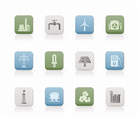 fuel production - Power and electricity industry icons - vector icon set Stock Photo - Budget Royalty-Free & Subscription, Code: 400-04291845