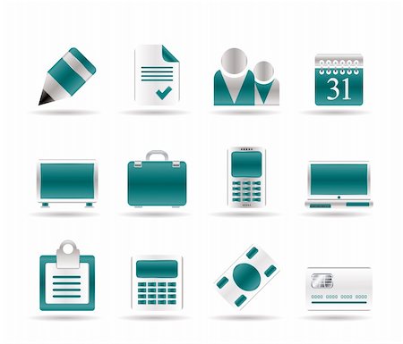 Business and office icons - vector icon set Stock Photo - Budget Royalty-Free & Subscription, Code: 400-04291878