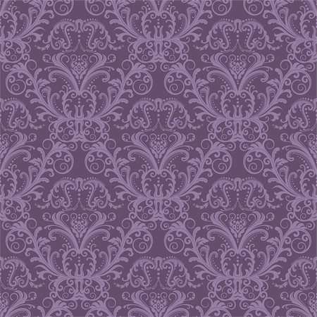 damask vector - Seamless purple floral wallpaper. This image is a vector illustration. Please visit my portfolio for similar illustrations. Stock Photo - Budget Royalty-Free & Subscription, Code: 400-04291894