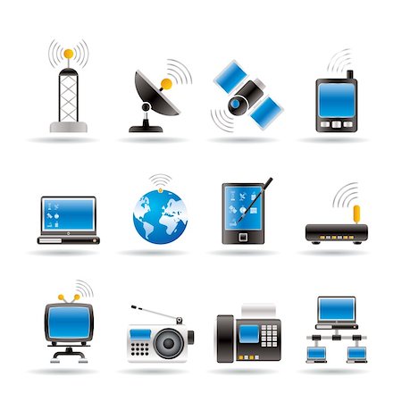 satellite computer communications networks - communication and technology icons - vector icon set Stock Photo - Budget Royalty-Free & Subscription, Code: 400-04291898