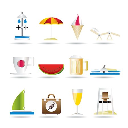 play doctor - beach and holiday icons - vector icon set Foto de stock - Super Valor sin royalties y Suscripción, Código: 400-04291890