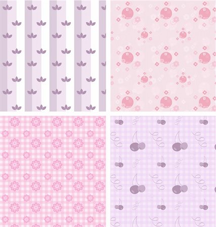 four girly colorful patterns (ai , eps format and jpeg for each pattern compressed in zipfile) Stock Photo - Budget Royalty-Free & Subscription, Code: 400-04291952