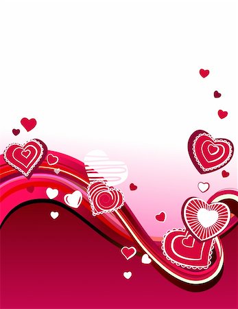 simsearch:400-04798856,k - Red stylized hearts on abstract wavy background Fotografie stock - Microstock e Abbonamento, Codice: 400-04292008