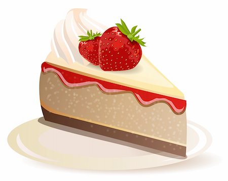eating cake at cafe - Strawberry cake on plate isolated on white background Stock Photo - Budget Royalty-Free & Subscription, Code: 400-04292221