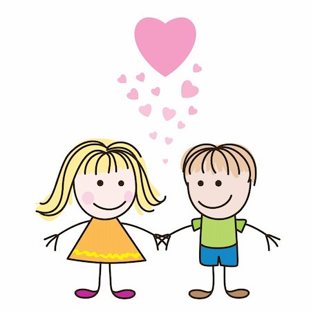 Vector illustration of cute Valentine's Day heart with boy and girl Stock Photo - Budget Royalty-Free & Subscription, Code: 400-04292385